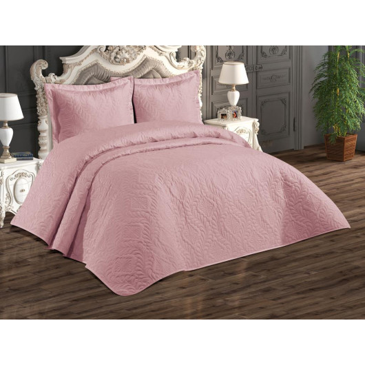 Ultrasonic Quilted Ivory Double Bedspread Powder