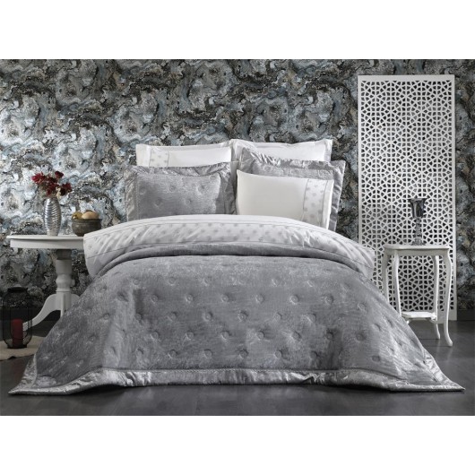 Valeria Gray 9 Piece Embroidered Luxury Bedding Set