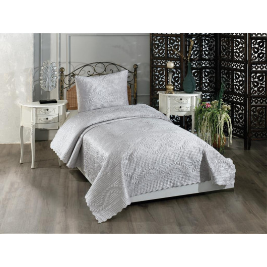 Velica Gray Velvet Single Bedspread