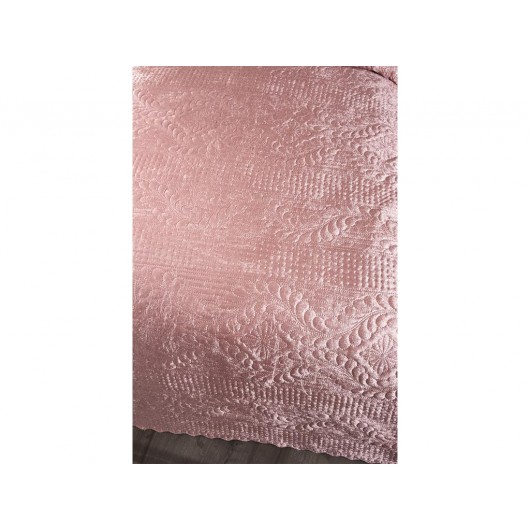 Velvet Single Bedspread In Velica Powder/Light Pink