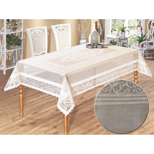 Venessi Silver Embroidered Table Runner/Cover
