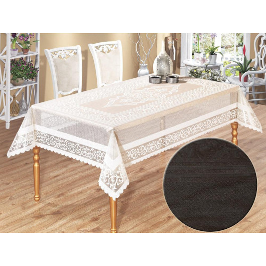 Venessi Black Embroidered Tablecloth/Table Cover