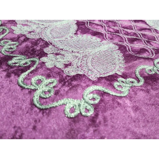 Verna Fuchsia Embroidered Plush Prayer Rug
