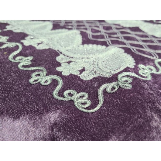 Verna Lilac Embroidered Plush Prayer Rug