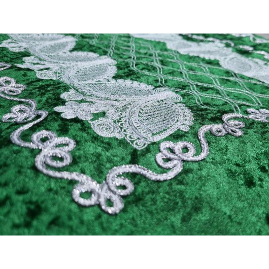 Emerald Green Embroidered Prayer Rug Verna