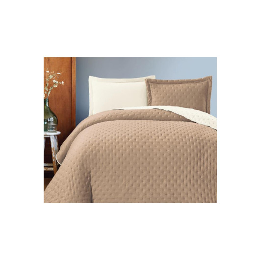 Washed Soft Double Sided Double Bedspread Beige