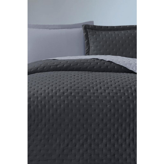 Washed Soft Double Sided Double Bedspread Gray