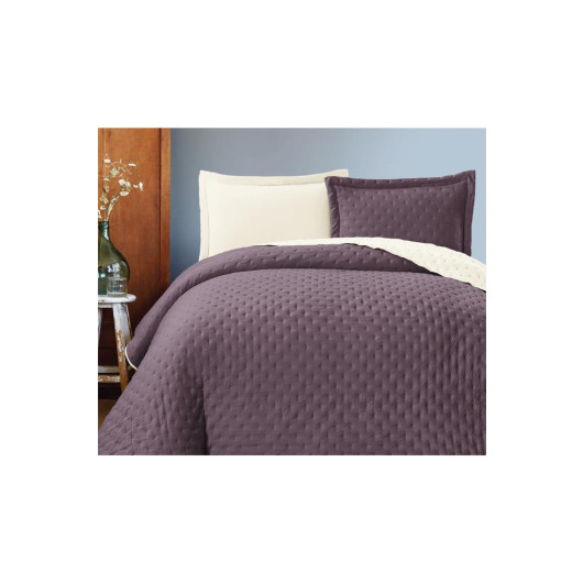 Washed Soft Double Sided Double Bedspread Plum