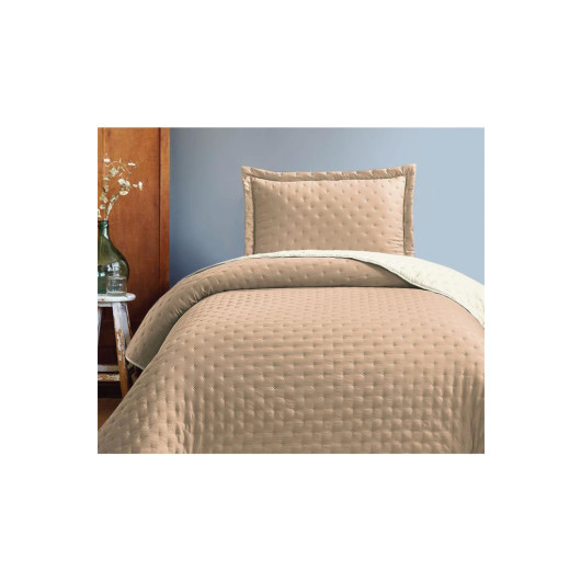 Washed Soft Double Sided Single Bedspread Beige