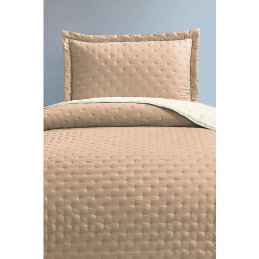 Washed Soft Double Sided Single Bedspread Beige