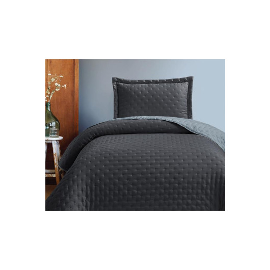 Washed Soft Double Sided Single Bedspread Gray