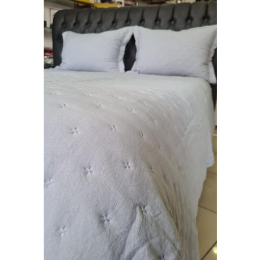 Washed Soft Single Bedspread Light Gray