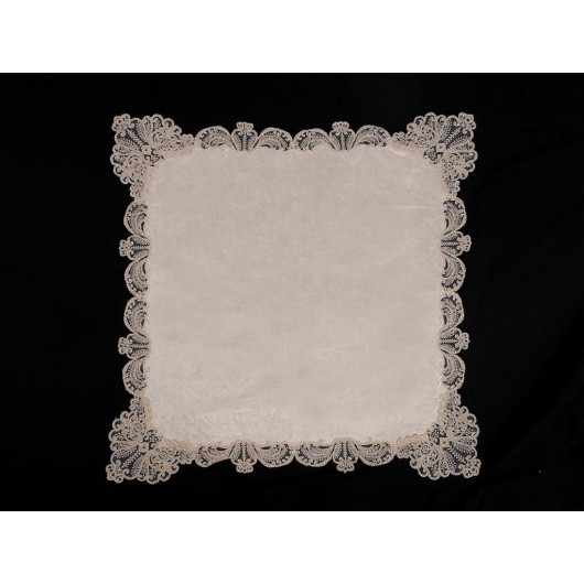 Tablecloth/Table Cover In Velveteen/Velvet Cappuccino Color Yasemin