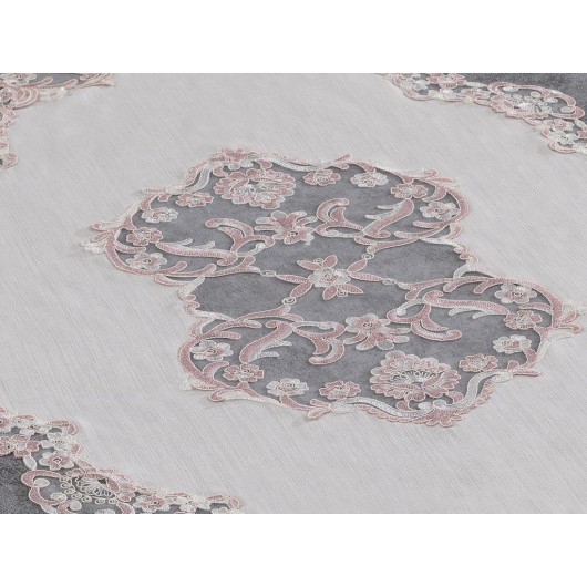 Oval Table Cover/Powder Cover/Light Pink-Acro/Off White/Light Cream Yasemin