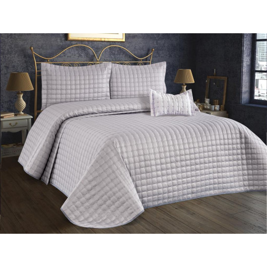 Double Quilted Bedspread Gray