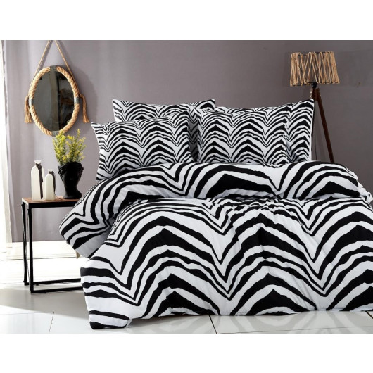 Zebra Çift Kişilik Nevresim Takımı Siyah Beyaz