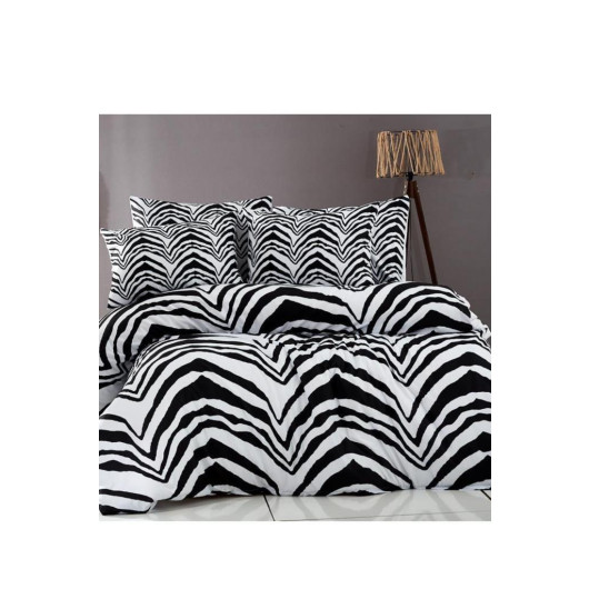 Zebra Çift Kişilik Nevresim Takımı Siyah Beyaz