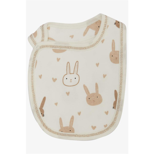 Baby Food Bib Cute Bunny Patterned Ecru (Standard)