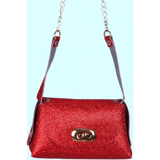 Kids Chain Glittery Mini Shoulder Bag Red
