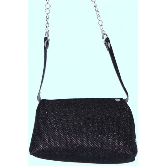 Kids Chain Glittery Mini Shoulder Bag Black