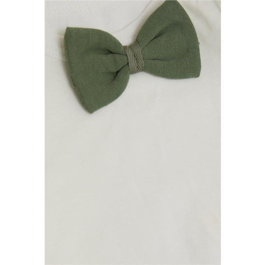 Baby Boy 3-Piece Set With Bow Tie And Crest And Snap Fasteners Khaki Green (0-9 Months)