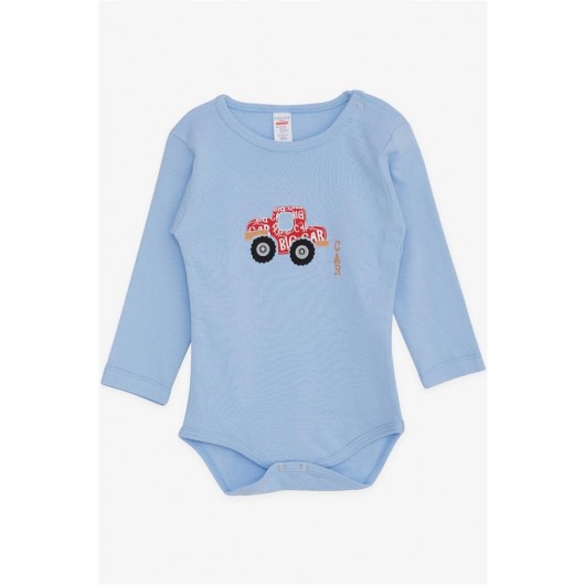 Baby Boy Snap Fastener Body Car Printed Blue (9 Months-3 Years)