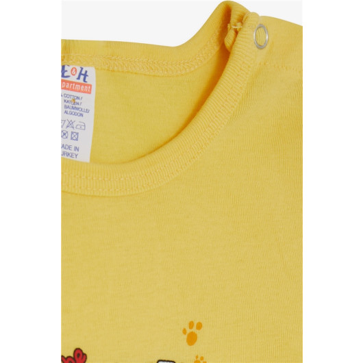 Baby Boy With Snap Fastener Body Hunter Kitten Printed Yellow (9 Months-3 Years)