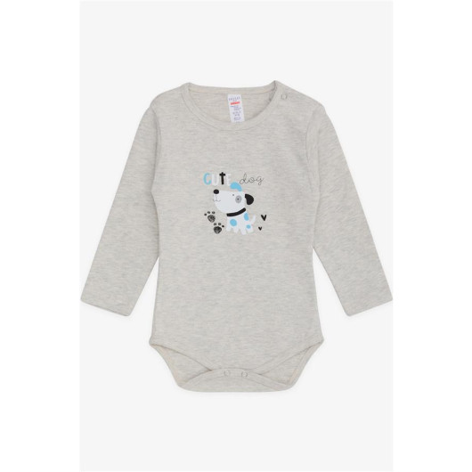 Baby Boy Snap Snap Body Puppy Printed Light Gray Melange (9 Months-3 Years)