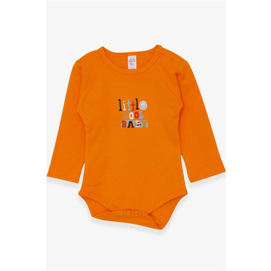 Baby Boy Snap Snap Body Slogan Text Printed Orange (9 Months-3 Years)