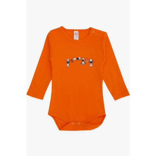 Baby Boy Snap Snap Body Naughty Puppy Printed Orange (9 Months-3 Years)
