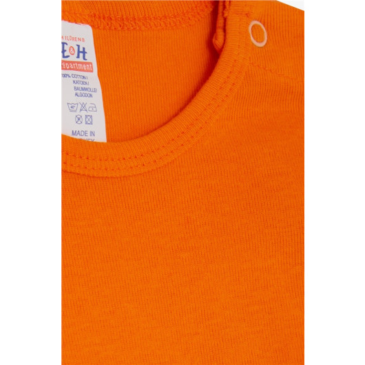 Baby Boy Snap Snap Body Naughty Puppy Printed Orange (9 Months-3 Years)