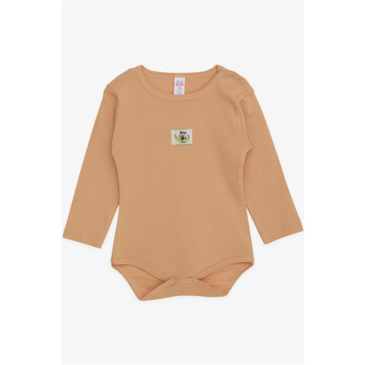 Baby Boy Snap Zipper Body Monkey Printed Light Brown (9 Months-3 Years)