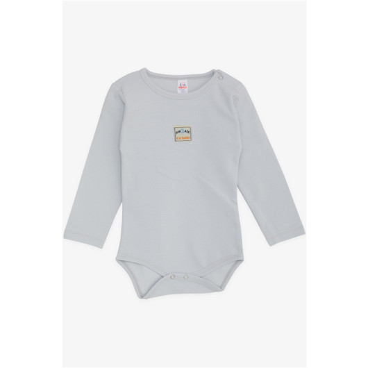 Baby Boy Snap Snap Body Letter Printed Gray (9 Months-3 Years)