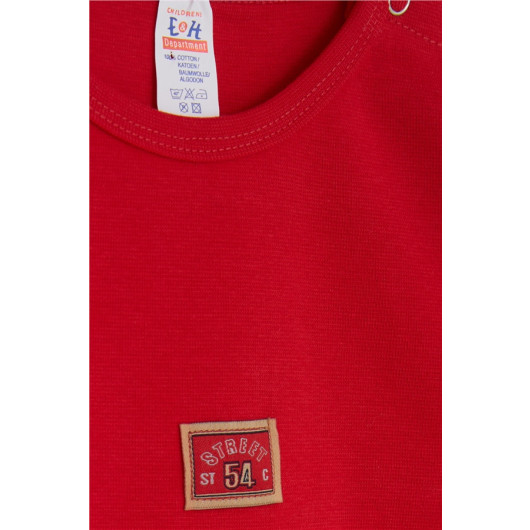 Baby Boy Snap Zipper Body Letter Printed Red (2-3 Years)