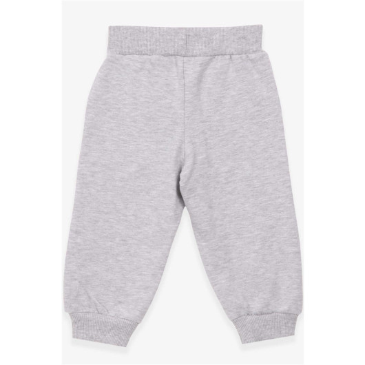 Baby Boy Sweatpants Printed Pocket Gray Melange (9 Months-3 Years)