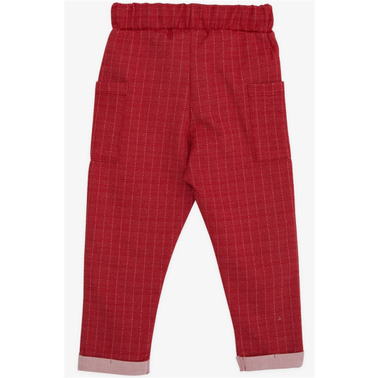 Baby Boy Sweatpants Striped Pomegranate With Side Pockets (9 Months-3 Years)