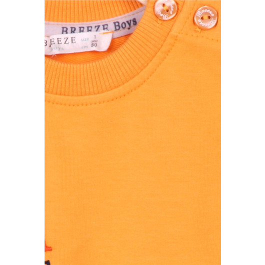 Baby Boy Tracksuit Suit Bear Embroidered Mustard Yellow (9 Months-2 Years)