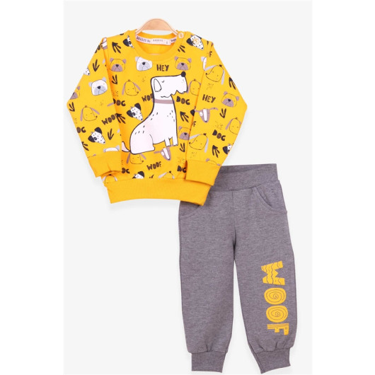 Baby Boy Tracksuit Suit Print Patterned Yellow (1-4 Years)