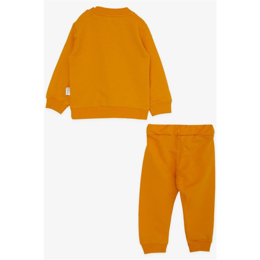 Baby Boy Tracksuit Set Mustard Yellow With Crest And Snap On Shoulders (6-24 Months)