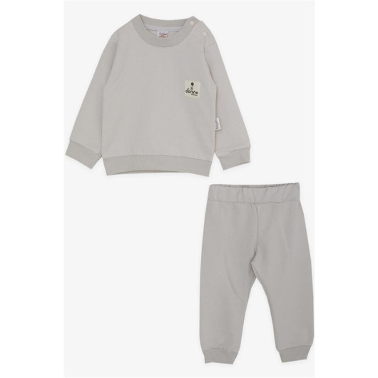 Baby Boy Tracksuit Set With Crest And Stone Snap On Shoulder (6-24 Months)