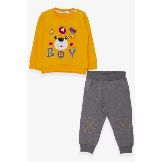 Baby Boy Tracksuit Set Yellow With Bear Figure (1-1.5 Years)