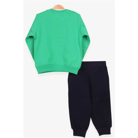 Baby Boy Tracksuit Set Printed Green (9 Months-3 Years)
