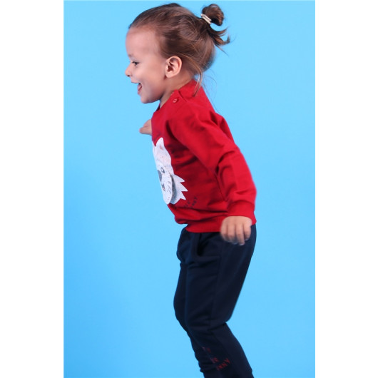Baby Boy Tracksuit Set Velcro Printed Red (1 Age)
