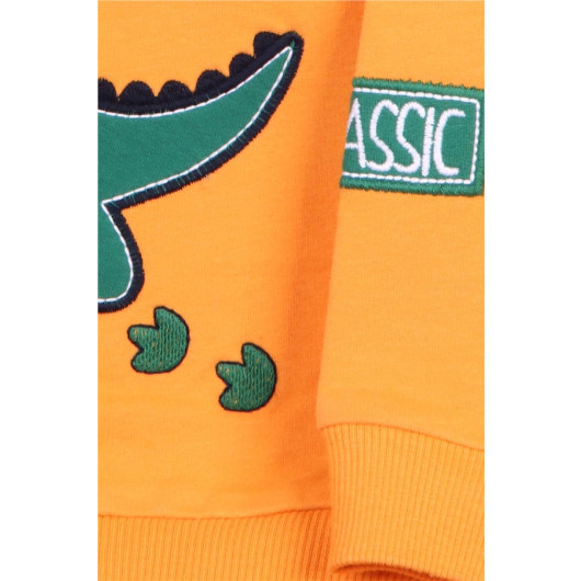 Baby Boy Tracksuit Set Dinosaur Embroidered Mustard Yellow (1 Age)