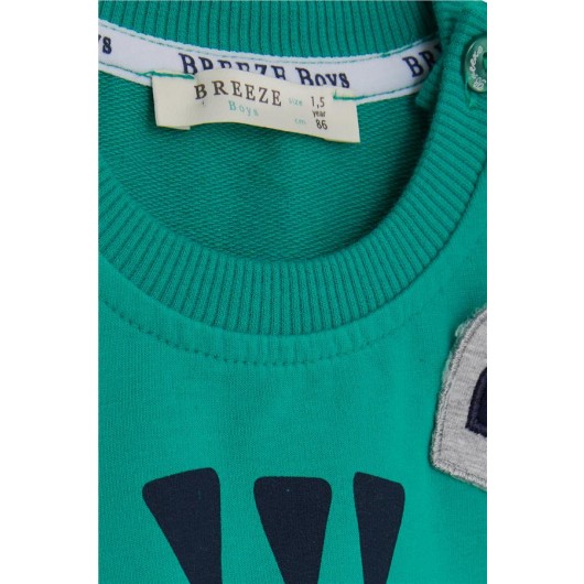 Boy's Sports Pajamas Shoulder Buttons Embroidered Green Color (1-1.5 Years)
