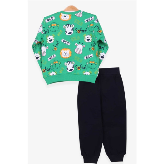 Baby Boy Tracksuit Set Monkey Embroidered Green (1-1.5 Years)