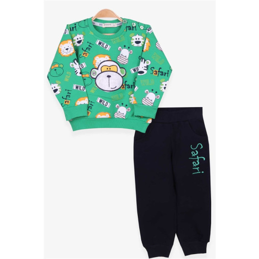 Baby Boy Tracksuit Set Monkey Embroidered Green (1-1.5 Years)