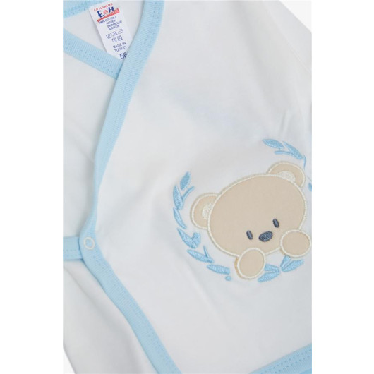 Baby Boy Hospital Release Pack Of 10 Cute Teddy Bears White With Embroidery (0-3 Months)