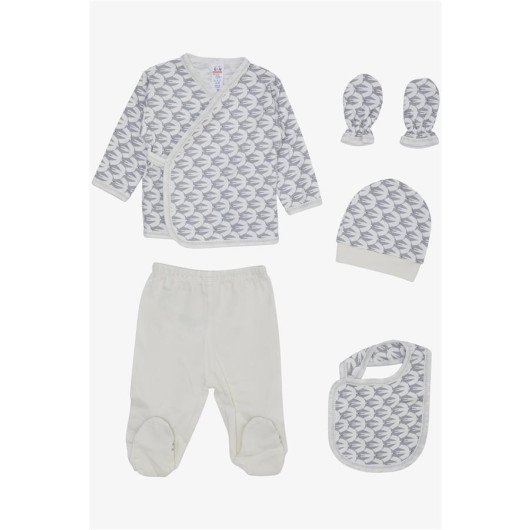 Baby Boy Hospital Release Pack Of 5 Swallow Pattern Gray (0-3 Months)