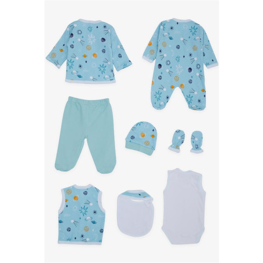 Baby Boy Hospital Release Pack Of 8 Galaxy Themed Baby Blue (0-3 Months)